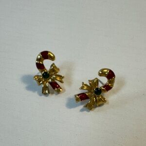 Avon candy cane pierced earrings